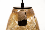 A silver-leafing design over clear glass and antique bronze metal finishing.