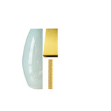 An example of glass, finish, and cord options with celadon glass, brass metal finish, and gold cord for ELETTRA pendants.