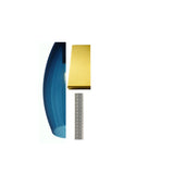 An example of glass, finish, and cord options with peacock blue glass, brass metal finish, and grey cord for ELETTRA pendants.